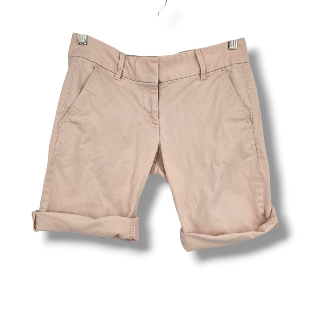 Loft Outlet Womens Bermuda Roll Shorts Khaki Pink Chino Cuffed Size 2